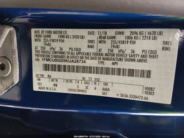 2019 FORD ESCAPE SE 9