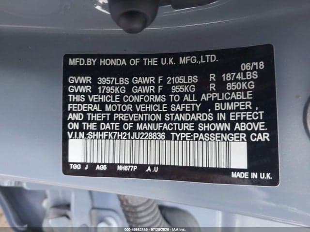 2018 HONDA CIVIC LX 9