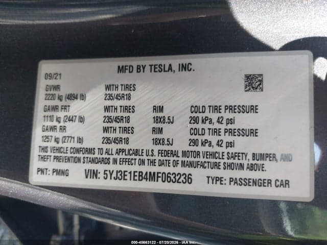 2021 TESLA MODEL 3 LONG RANGE DUAL MOTOR ALL-WHEEL DRIVE 9