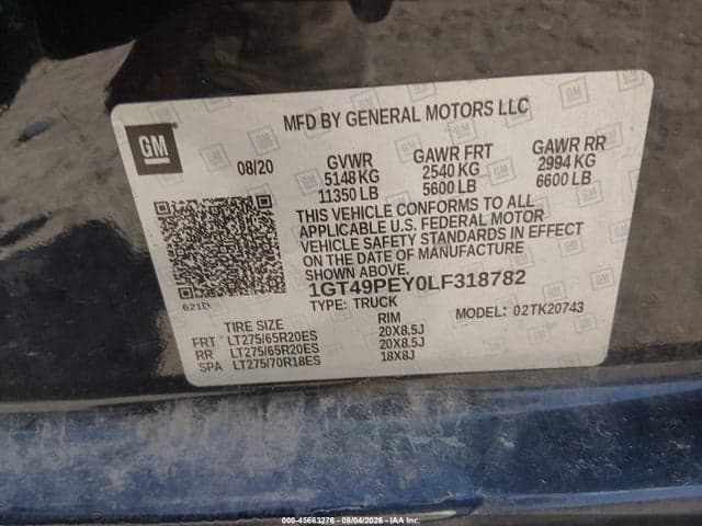 2020 GMC SIERRA 2500HD 4WD STANDARD BED AT4 9