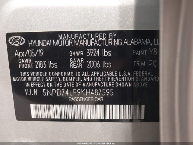 2019 HYUNDAI ELANTRA SE 9