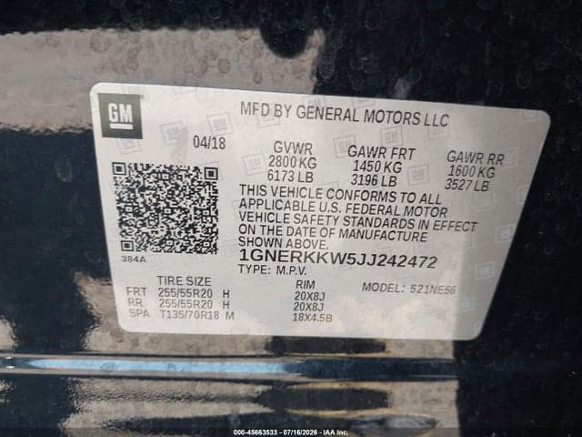 2018 CHEVROLET TRAVERSE PREMIER 9
