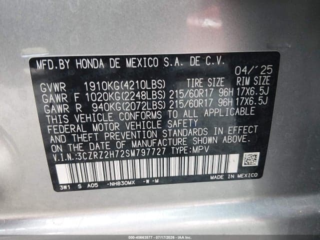 2025 HONDA HR-V AWD EX-L 9