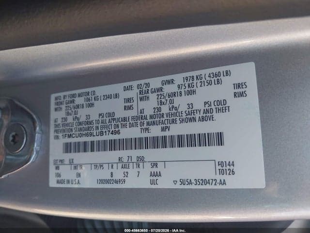 2020 FORD ESCAPE SEL 9