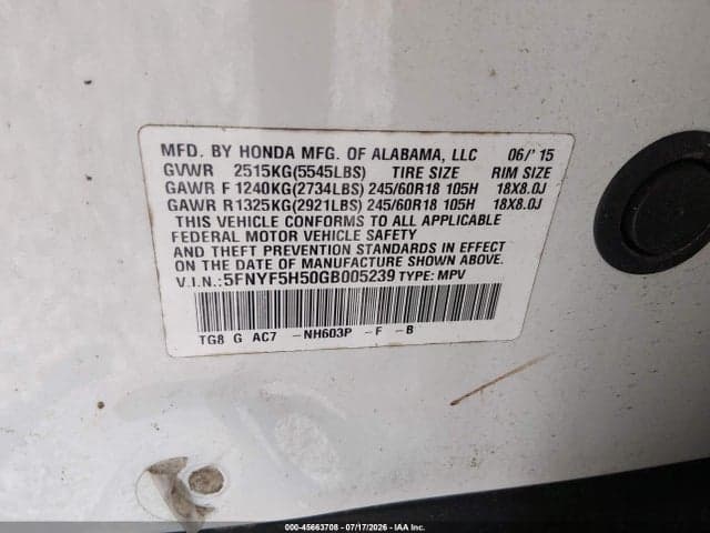 2016 HONDA PILOT EX-L 9
