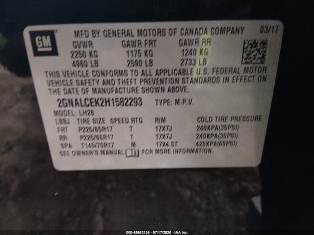 2017 CHEVROLET EQUINOX LT 9