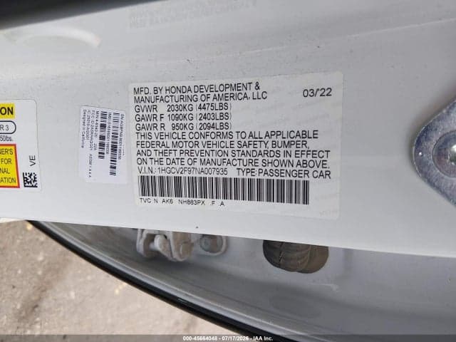 2022 HONDA ACCORD TOURING 9