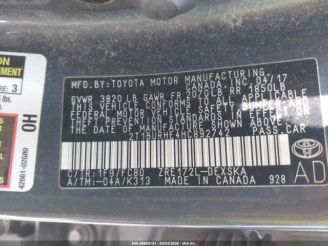 2017 TOYOTA COROLLA SE 9