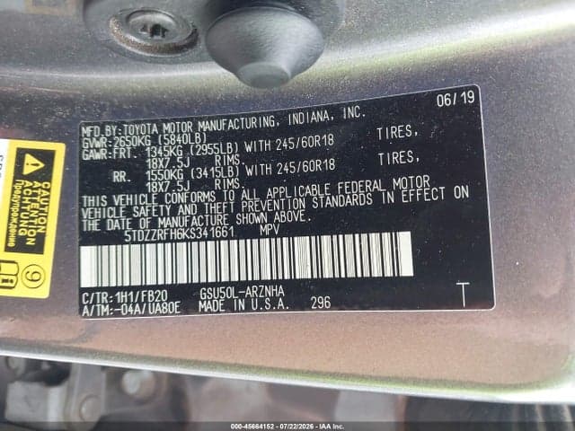 2019 TOYOTA HIGHLANDER LE 9