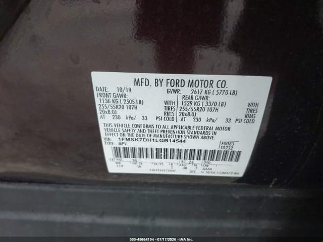 2020 FORD EXPLORER XLT 9
