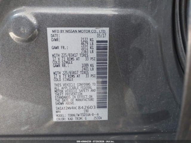 2017 NISSAN ROGUE SV 9