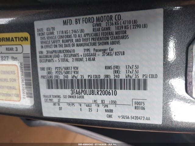 2020 FORD FUSION HYBRID SE 9