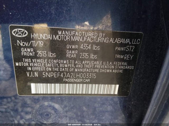 2020 HYUNDAI SONATA SEL 9