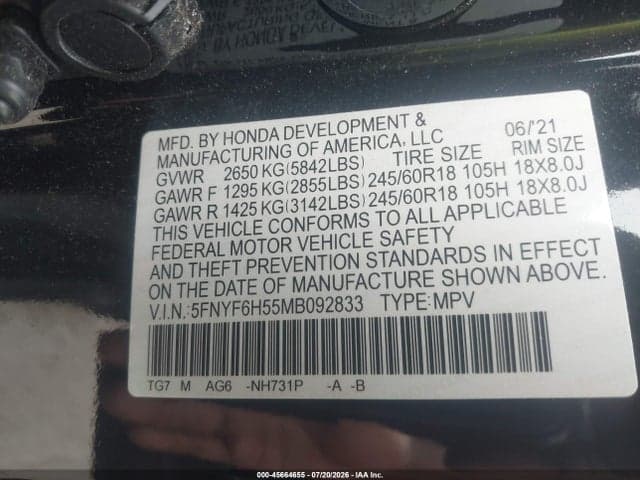 2021 HONDA PILOT AWD EX-L 9