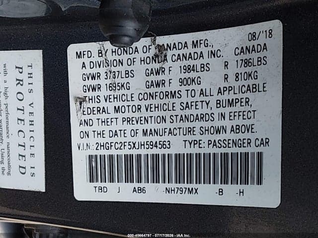 2018 HONDA CIVIC LX 9
