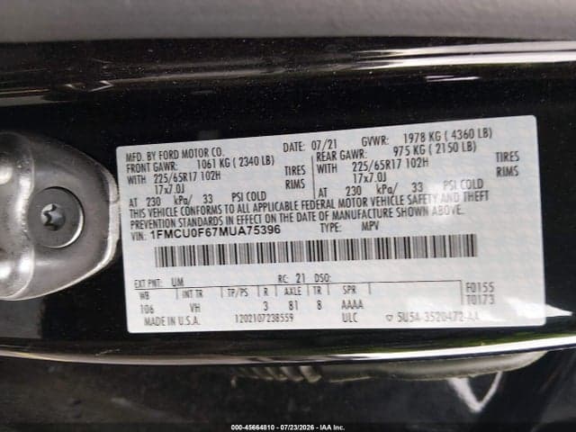 2021 FORD ESCAPE S 9