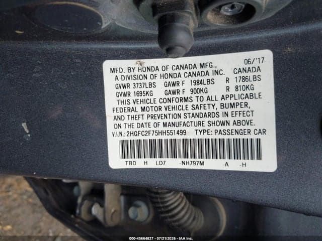 2017 HONDA CIVIC EX 9