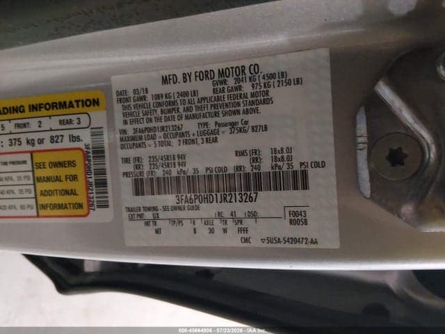 2018 FORD FUSION SE 9