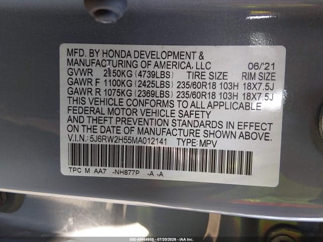 2021 HONDA CR-V AWD EX 9