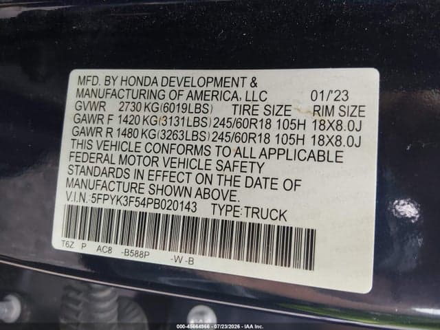 2023 HONDA RIDGELINE RTL 9