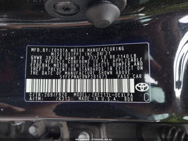 2022 TOYOTA COROLLA LE 9