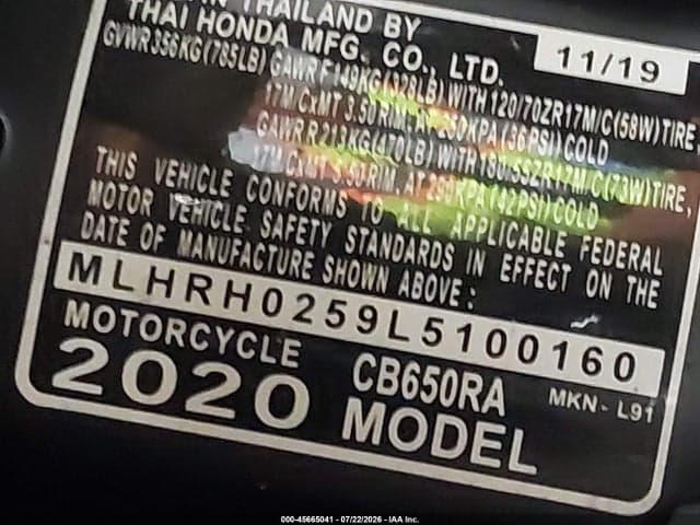 2020 HONDA CB650 RA 10
