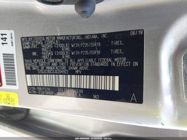 2018 TOYOTA SIENNA LE 7 PASSENGER 9