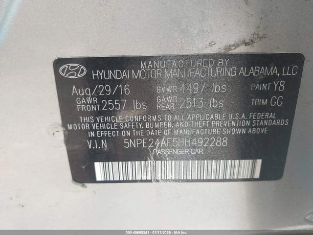 2017 HYUNDAI SONATA 9