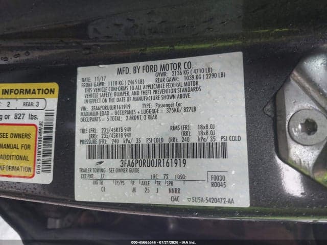2018 FORD FUSION HYBRID TITANIUM 9