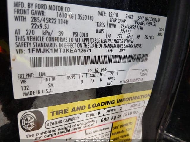 2019 FORD EXPEDITION MAX PLATINUM 9