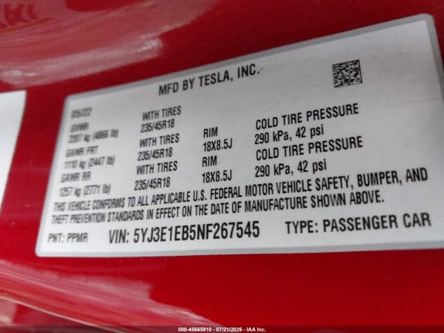 2022 TESLA MODEL 3 LONG RANGE DUAL MOTOR ALL-WHEEL DRIVE 9