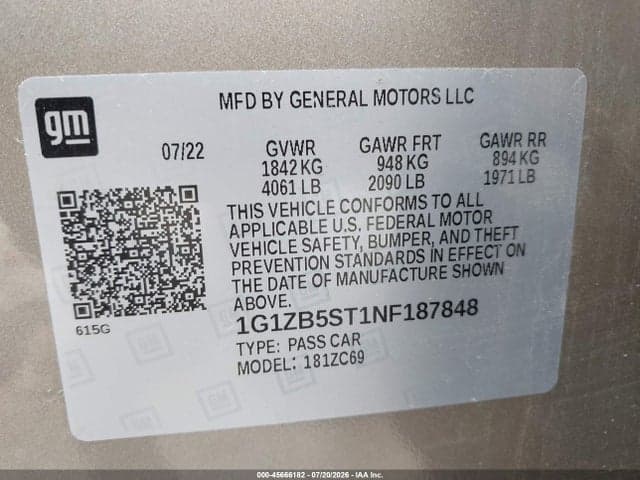 2022 CHEVROLET MALIBU FWD LS 9
