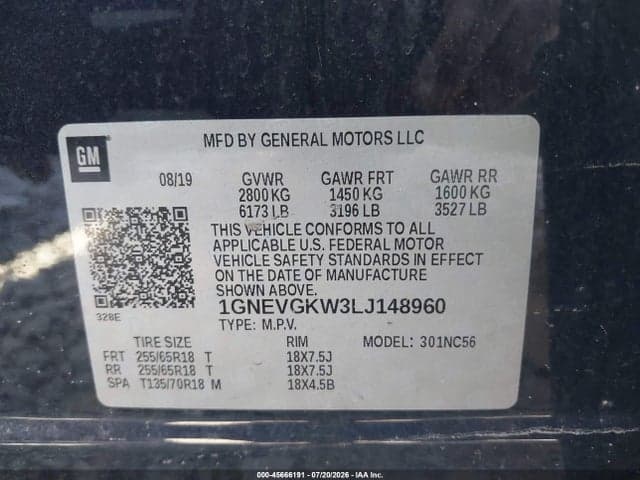 2020 CHEVROLET TRAVERSE AWD LT CLOTH 9