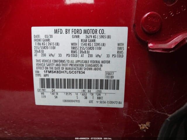 2020 FORD EXPLORER XLT 9
