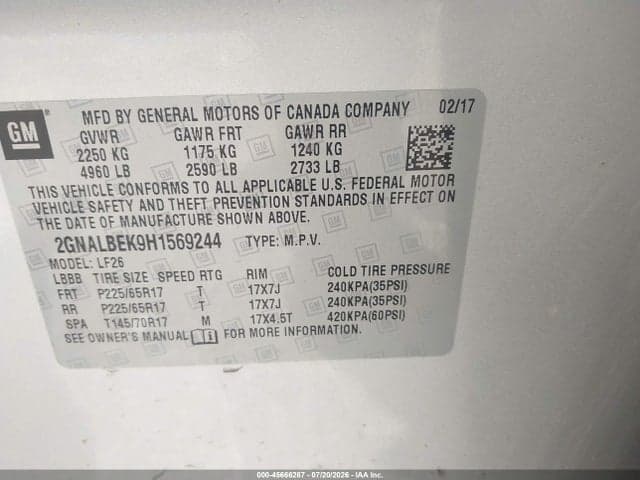 2017 CHEVROLET EQUINOX LS 9