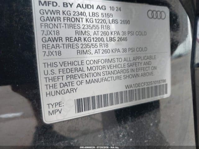 2025 AUDI Q3 PREMIUM 45 TFSI S LINE QUATTRO TIPTRONIC 9