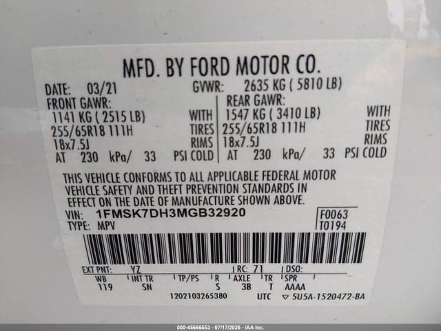 2021 FORD EXPLORER XLT 9