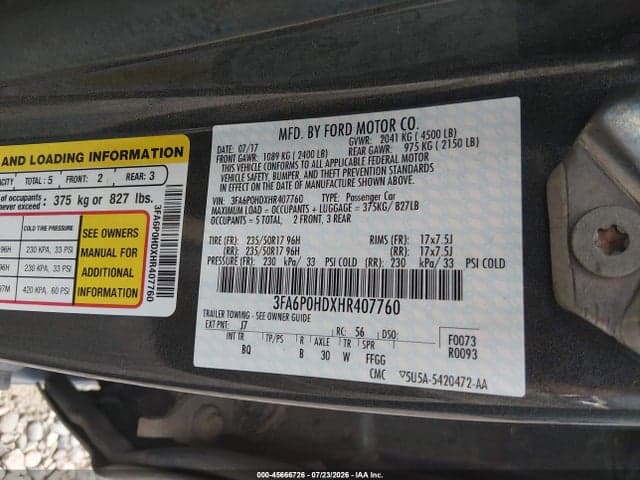 2017 FORD FUSION SE 9