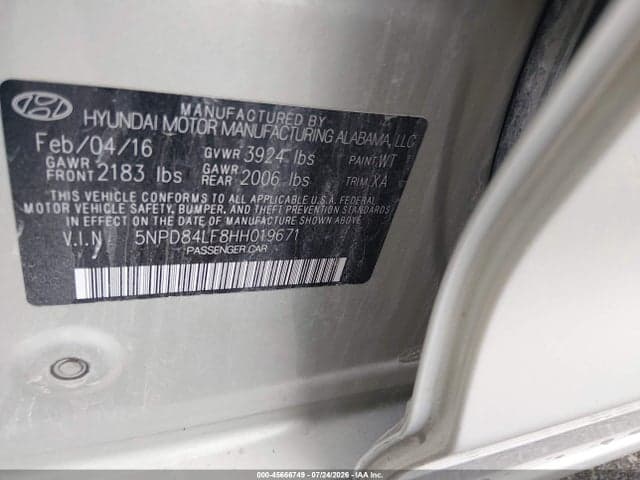 2017 HYUNDAI ELANTRA SE 9