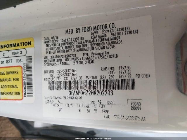 2017 FORD FUSION SE 9
