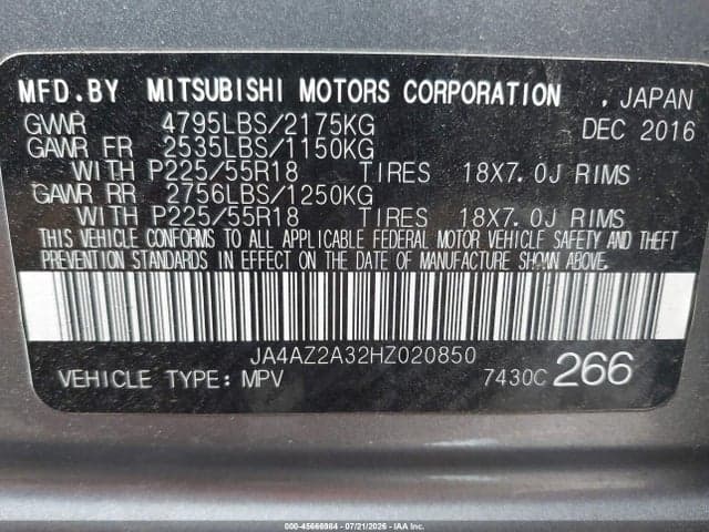 2017 MITSUBISHI OUTLANDER ES 9