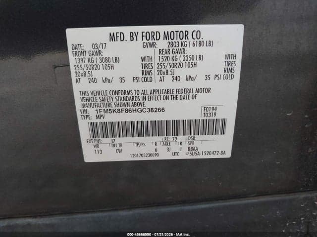 2017 FORD EXPLORER LIMITED 9