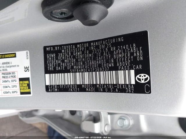 2026 TOYOTA COROLLA LE 9
