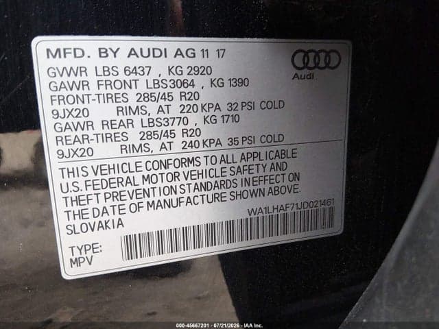 2018 AUDI Q7 2.0T PREMIUM 9