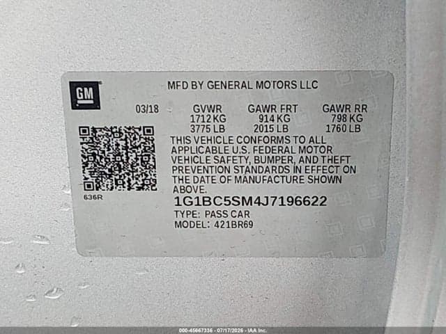 2018 CHEVROLET CRUZE LS AUTO 9