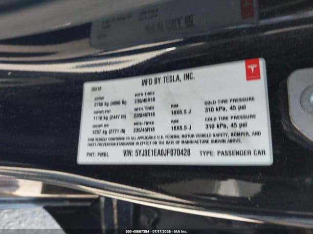 2018 TESLA MODEL 3 LONG RANGE/MID RANGE 9