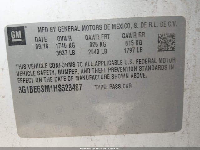 2017 CHEVROLET CRUZE LT AUTO 3