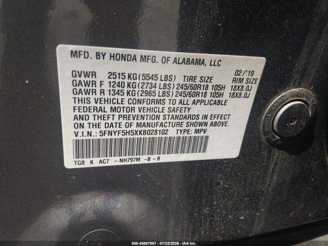 2019 HONDA PILOT EX-L 9