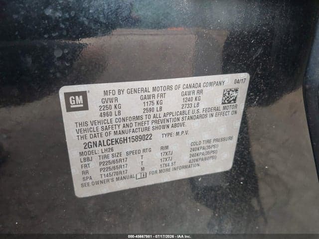 2017 CHEVROLET EQUINOX LT 9