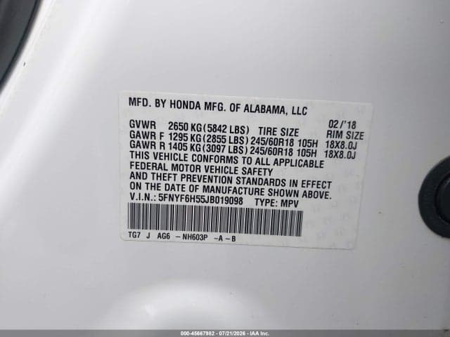 2018 HONDA PILOT EX-L 9